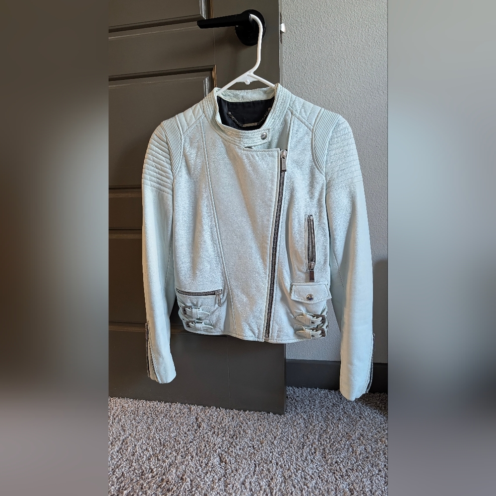 Barbara Bui Mint Green 100% Leather Jacket